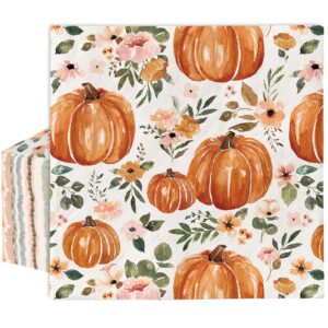 anydesign 80 pack fall pumpkin paper napkins watercolor disposable autumn luncheon napkins boho floral pumpkin dessert dinner hand napkin for thanksgiving harvest tea party supplies, 6.5 x 6.5 inch