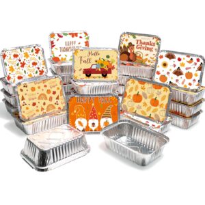 rgqsun 40 pcs thanksgiving tin foil containers with lids,disposable loaf pans aluminum foil pans for cooking,tin takeout containers foil food containers for fall autumn party leftovers