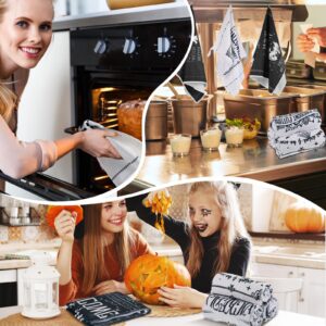 6 Pcs Halloween Kitchen Towel Set Witch Horror Proverbial Dish Towel Spooky Ghost Hand Towel for Home Kitchen Cooking Baking Tea Towels