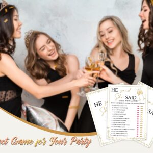 He Said She Said Bridal Shower Games, Wedding Shower and Bachelorette Party - Set of 30 Cards, Gold Champagne Bridal Wedding Activities Game Cards for Guests, Bridal Shower Party Decorations-LH1