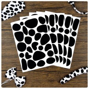 24 Sheets Black Adhesive Felt Circles Self Adhesive Felt Pads Irregular Felt Spotty Dog Style Felt 576 Pieces Small Dalmatian Dots Felt Stickers for Adult Kids Halloween Party DIY Projects Costume