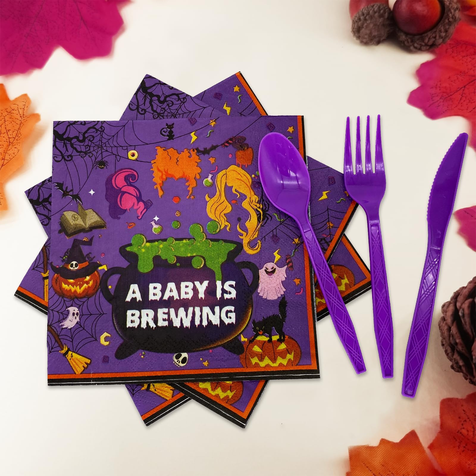 Halloween Baby Shower Party Supplies A Baby is Brewing Baby Shower Decorations Hocus Pocus Baby Shower Decorations Hocus Pocus Plates and Napkins Hocus Pocus Party Supplies