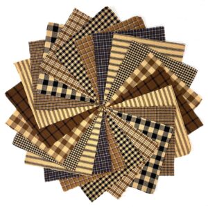 40+ brown & black charm pack 5 inch precut plaid cotton homespun cabin fabric squares by jcs