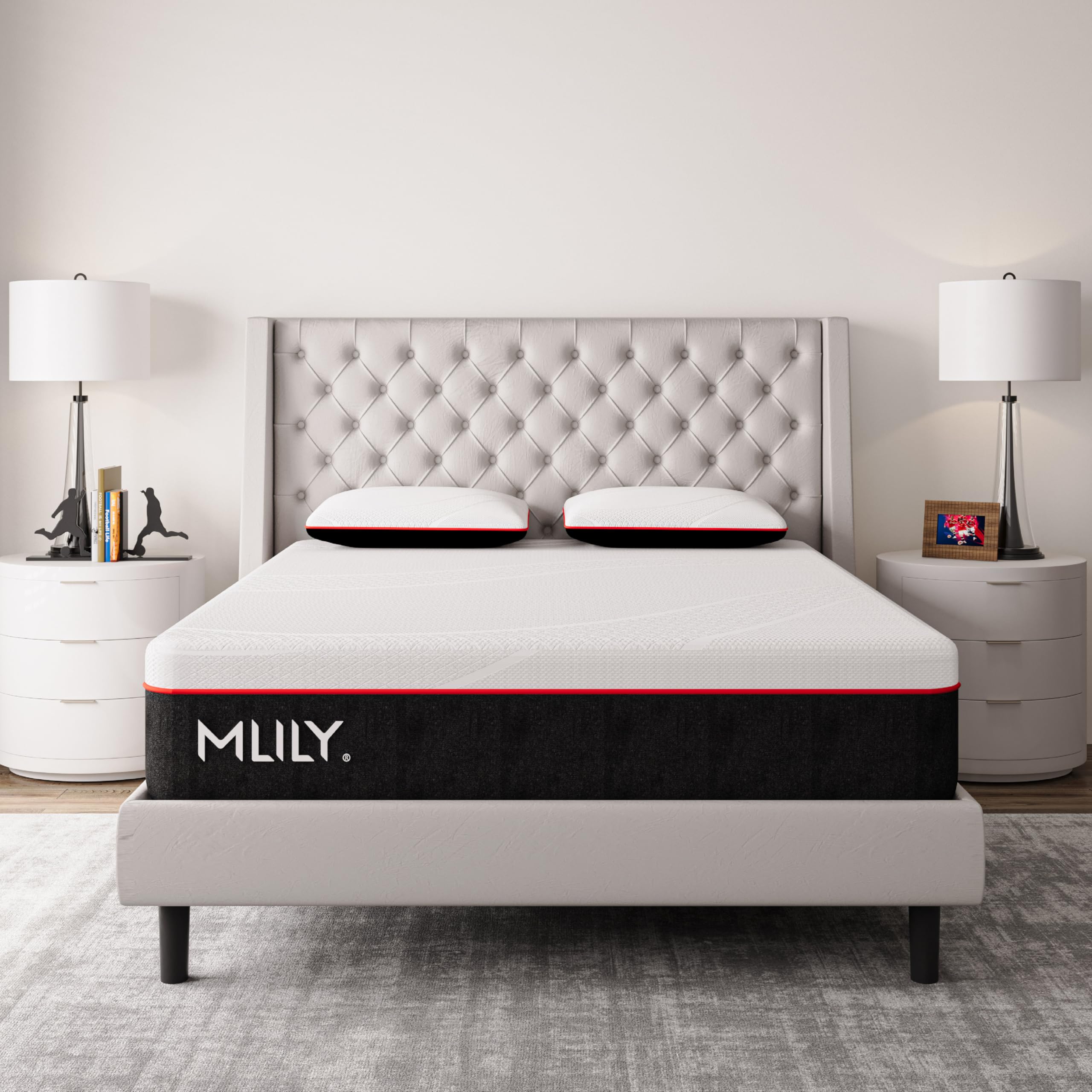 MLILY King Mattress Bed Mattress, Manchester United 10 Inch Memory Foam Mattress, Cool Sleep & Pressure Relief, Made in USA, White