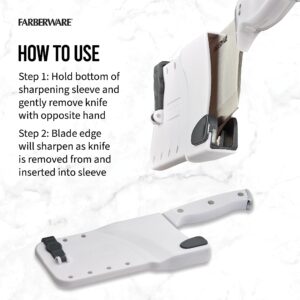 Farberware Edgekeeper Triple Riveted Cleaver Self-Sharpening Blade Cover, High Carbon-Stainless Steel Kitchen Ergonomic Handle, Razor-Sharp Knife, 6 Inch, White