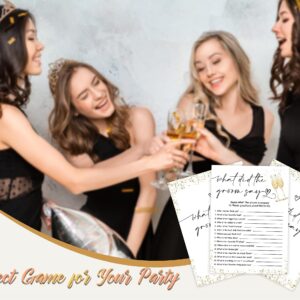 What Did the Groom Say Bridal Shower Game, Wedding Shower and Bachelorette Party - Set of 30 Cards, Gold Champagne Bridal Wedding Activities Game Cards for Guests, Bridal Shower Party Decorations-LK1