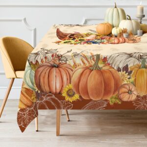 cusugbaso thanksgiving tablecloth 60x84 inch rectangle - thanksgiving decorations for table - water-resistant give thanks fall table cloth rectangle for party,table, holiday decoration