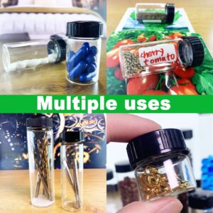 Glass Sample Vials,Wide Mouth Glass Bottle Boro 3.3 with Black Cap for laboratory,reagents bottle,leaf teas, spices,herbs, medication,paint,DIY Craft vials with sticker & Funnel (30mm 40ml 4pcs)