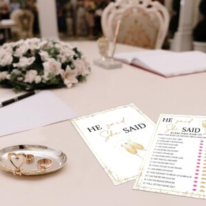 He Said She Said Bridal Shower Games, Wedding Shower and Bachelorette Party - Set of 30 Cards, Gold Champagne Bridal Wedding Activities Game Cards for Guests, Bridal Shower Party Decorations-LH1