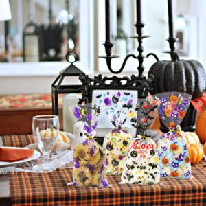 ZMCINER 120PCS Halloween Cellophane Candy Bags, Halloween Treat Bags with Twist Ties for Halloween Party Favor Supplies