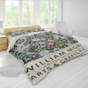 CIHCOHOME Vintage Duvet Cover William Morris Artwork Plant Theme Duvet Cover 3PCS Soft and Breathable Rustic Bedding Set with Zipper Closure Queen (90"x90")