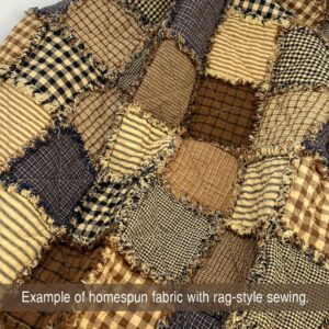 40+ Brown & Black Charm Pack 5 inch Precut Plaid Cotton Homespun Cabin Fabric Squares by JCS