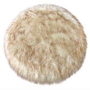 Spectrum Rugs Legacy Home Faux Sheepskin Round Shag Area Rug Sunset 4' X 4' Round 4' Round Living Room, Bedroom, Dining Room