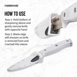 Farberware Edgekeeper Triple Riveted Paring Self-Sharpening Blade Cover, High Carbon-Stainless Steel Kitchen Ergonomic Handle, Razor-Sharp Knife, 3.5 Inch, White