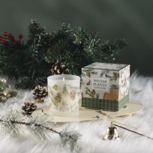 ROMIIE ZOI Christmas Scented Candle - 6oz Soy Wax Candle for Christmas Decoration, Winter Candle, Infused with Winter Pine Aroma - Cream & Green Gift Box Packaged for Christmas Holiday Season Gift