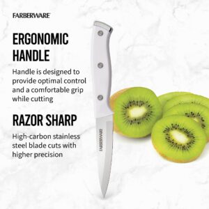 Farberware Edgekeeper Triple Riveted Paring Self-Sharpening Blade Cover, High Carbon-Stainless Steel Kitchen Ergonomic Handle, Razor-Sharp Knife, 3.5 Inch, White