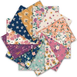 whaline 12pcs retro floral cotton fabric bundles 18 x 22 inch wildflower fat quarters vintage flower quilting patchwork squares sewing fabrics for home school diy handmade craft party decor