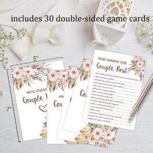 Boho Bridal Shower Decorations,Who Knows The Couple Best Bridal Shower Game,Love Is In Bloom Bridal Shower,Bridal Shower Gift Ideas,Cute Shower Game,Bachelorette Games for Parties,30 Game Card Sets,N7