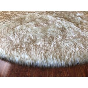 spectrum rugs legacy home faux sheepskin round shag area rug sunset 4' x 4' round 4' round living room, bedroom, dining room