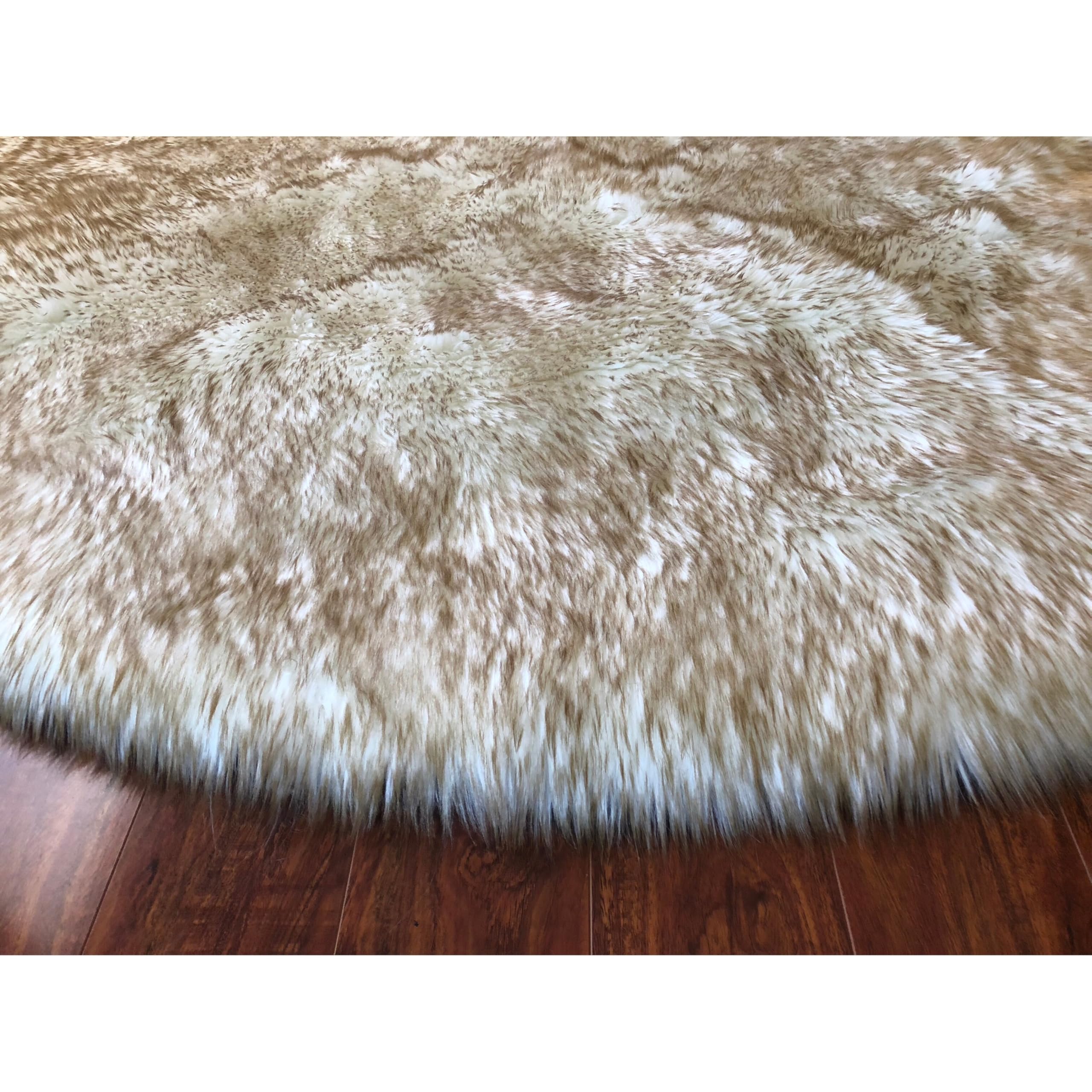 Spectrum Rugs Legacy Home Faux Sheepskin Round Shag Area Rug Sunset 4' X 4' Round 4' Round Living Room, Bedroom, Dining Room