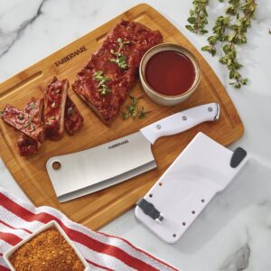 Farberware Edgekeeper Triple Riveted Cleaver Self-Sharpening Blade Cover, High Carbon-Stainless Steel Kitchen Ergonomic Handle, Razor-Sharp Knife, 6 Inch, White