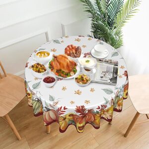 XUIUAN Fall Round Tablecloth Pumpkin Thanksgiving Dinner Table Decoration Autumn Leaves Print Harvest-Festival Seasonal Dining Table Cover Party Decor (60" x 60" Round)