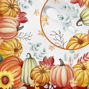 XUIUAN Fall Round Tablecloth Pumpkin Thanksgiving Dinner Table Decoration Autumn Leaves Print Harvest-Festival Seasonal Dining Table Cover Party Decor (60" x 60" Round)