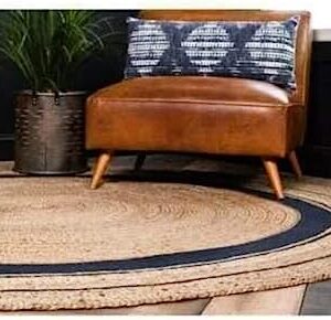 GlobusArt Hand Woven Round Jute Area Rug Braided Round Rugs for Boho Home Decor Living Room and Kitchen Floor Decoration Natural Eco Friendly Area Rug for Farmhouse.…