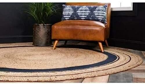 GlobusArt Hand Woven Round Jute Area Rug Braided Round Rugs for Boho Home Decor Living Room and Kitchen Floor Decoration Natural Eco Friendly Area Rug for Farmhouse.…