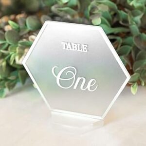 Wedding Table Numbers with Elegant Hexagon Design and Dark Silver Lettering, Table Numbers, Table Numbers For Wedding Reception, Acrylic Table Numbers, Hexagon Table Numbers, 1-30