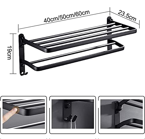 RUTAVM Towel Bar Rack Wall Mounted Bath Towel Rack Towel Bar Shelf Holder Double Dual Towel Rail Kitchen Bathroom Stainless Steel Matte for Bathroom (Size : 40Cm)