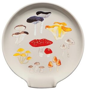 now designs field mushrooms stoneware spoon rest, 5.25 x 5.5 in