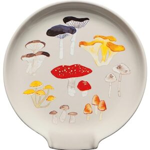 Now Designs Field Mushrooms Stoneware Spoon Rest, 5.25 x 5.5 in