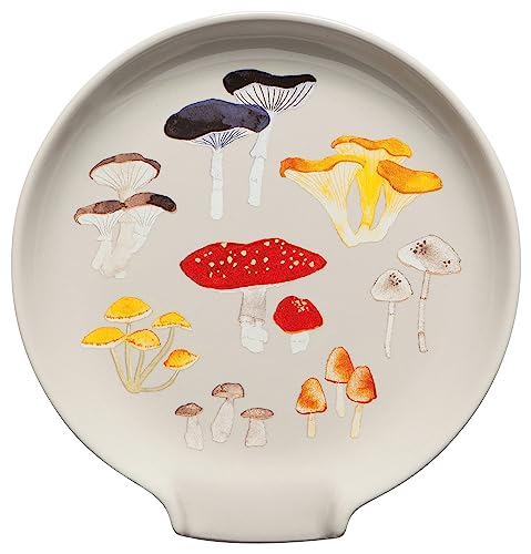 Now Designs Field Mushrooms Stoneware Spoon Rest, 5.25 x 5.5 in