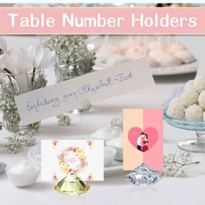 Tvoip 24 Pieces Diamond Card Holder Table Number Holder Place Card Holders Acrylic Crystal Diamond Tabletop Card Stands for Party Weddings Table Decoration (Champagne)