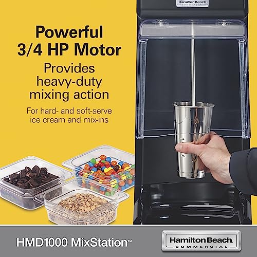 Hamilton Beach Commercial MixStation Drink Mixer, 3/4 HP Motor, Programmable, Variable Speed, Easy to Clean, NSF Certified, HMD1000 BLACK