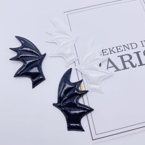 40 Pcs Mini Devil Wings Halloween Bat Wing Embellishment Spooky Bats Fabric Wings Patches for Hair Clips Headband Clothes Shoes Black