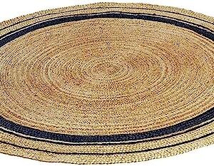 GlobusArt Hand Woven Round Jute Area Rug Braided Round Rugs for Boho Home Decor Living Room and Kitchen Floor Decoration Natural Eco Friendly Area Rug for Farmhouse.…