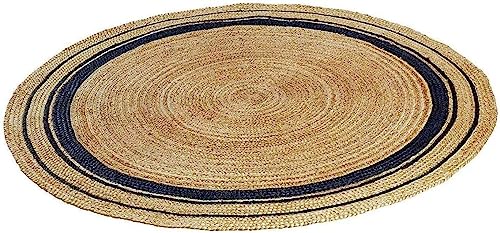 GlobusArt Hand Woven Round Jute Area Rug Braided Round Rugs for Boho Home Decor Living Room and Kitchen Floor Decoration Natural Eco Friendly Area Rug for Farmhouse.…