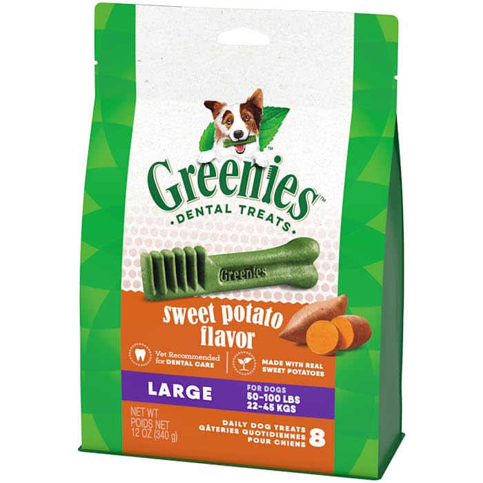 Greenies Natural Sweet Potato Flavor Dental Dog Treats 12 oz. Count of 8 Large