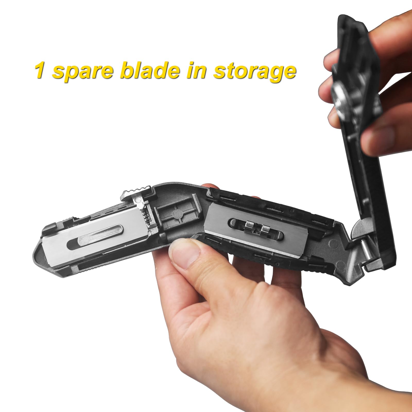 XW Retractable Carpet Knife with Twist-lock Design, Heavy Duty Zinc Alloy Knife with Blade Storage, Extra 5 Blades Included.