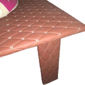 LANOBA Diamond Faux Leather Vinyl Quilted Foam Fabric with 1/4" Thick Foam Backing for Upholstery Car Headliner Headboards Furniture DIY Projects,60" x 39.37" (Brown)