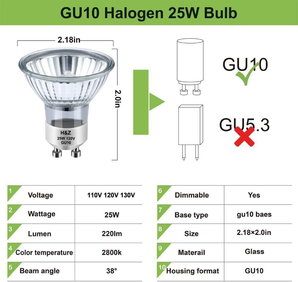 NP5 gu10 120v 25w Bulb Candle Warmer, 6pcs gu10+c 120v 25w Halogen Light Bulbs with Glass Cover, gu10 Bulb Dimmable & Warm White, MR16 GU10 Base for Candle Warmer Light Bulbs, Track Light Bulbs