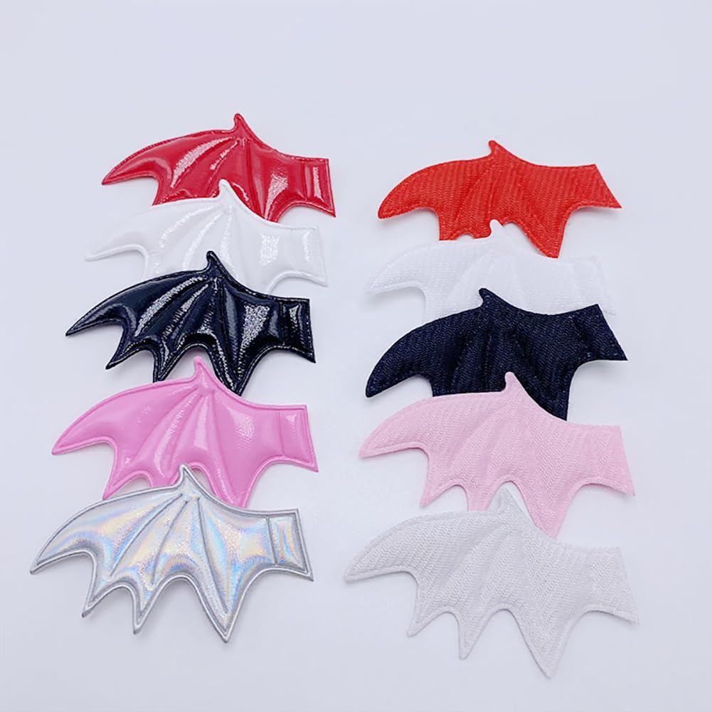 40 Pcs Mini Devil Wings Halloween Bat Wing Embellishment Spooky Bats Fabric Wings Patches for Hair Clips Headband Clothes Shoes Black