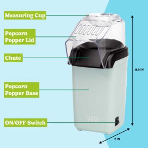 Tasty Hot Air Popcorn Popper, Healthy and Delicious Popcorn in Minutes, Fast and Easy-to-Use, Built-In Measuring Cup and Butter Warmer, 8 Cups, Aqua