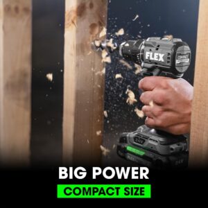 FLEX 24V Brushless Cordless 2-Tool Compact Combo Kit: 1/2-Inch 2-Speed Drill Driver and 1/4-Inch Hex Impact Driver with (2) 2.5Ah Lithium Batteries and 160W Fast Charger - FXM205-2A