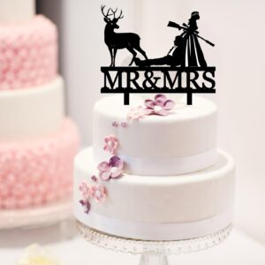 Funny Hunting Wedding Cake Topper Deer Hunt Hunter Wedding Cake Topper Hunt is Over Cake Topper For Wedding/Anniversary/Bridal Shower Party Decorations