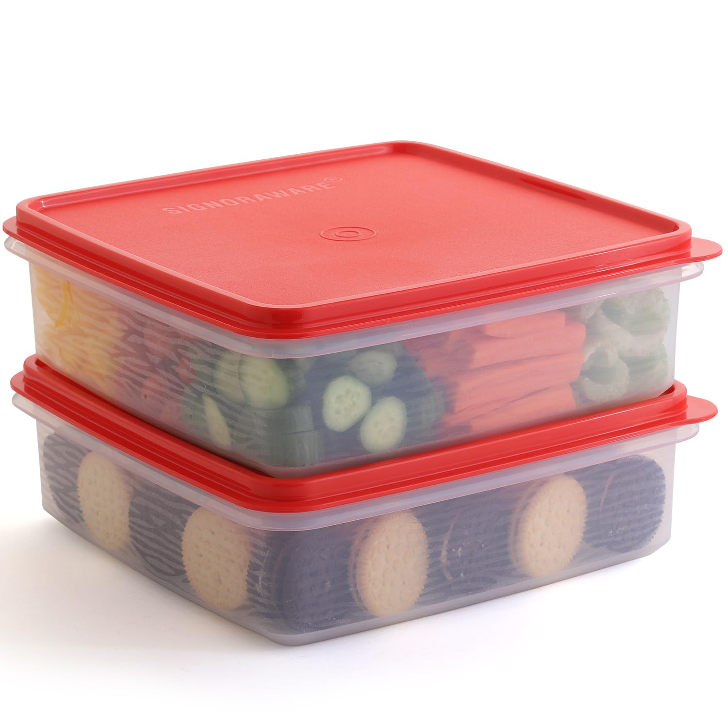 Plastic Storage Containers with Lids – 2-Pack 3L Cupcake Carrier – Leakproof Cookie Storage Containers Airtight – BPA-Free Plastic Containers with Lids for Food Storage, Meal Prep, Leftovers, Cupcakes