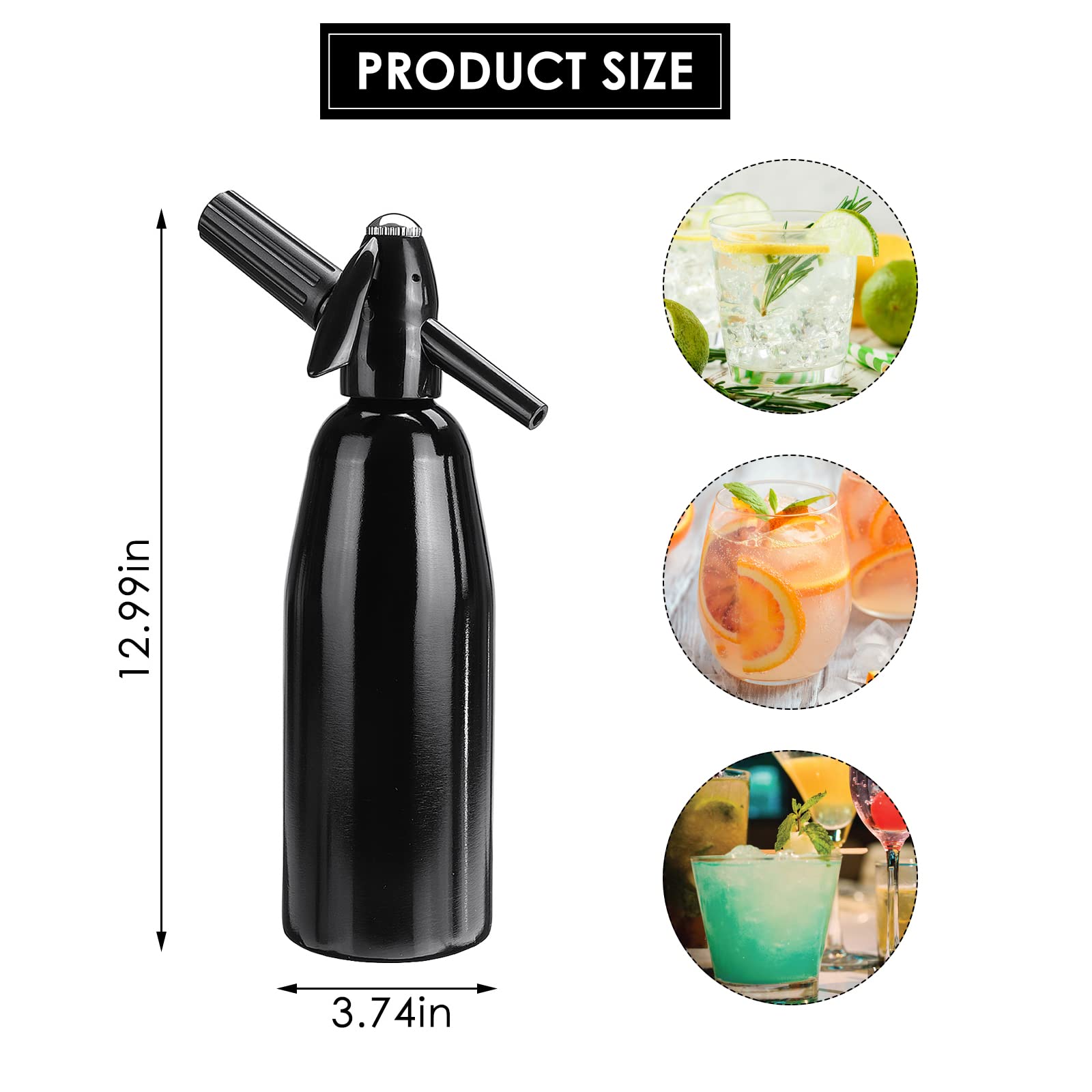 Sparkling Water Maker, 1L Soda Streaming Machine, Aluminum Sodastream Soda Makers for Home, Portable Water Maker for Soda Water, Cocktails or Soda Water, 8 gram CO2 Cartridges(Not Included)