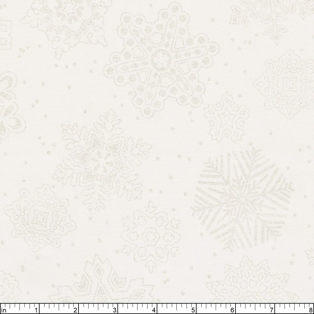 Robert Kaufman Season of Sparkle Snowflake, Fabric by The Yard (Metallic Pearl - Frost)